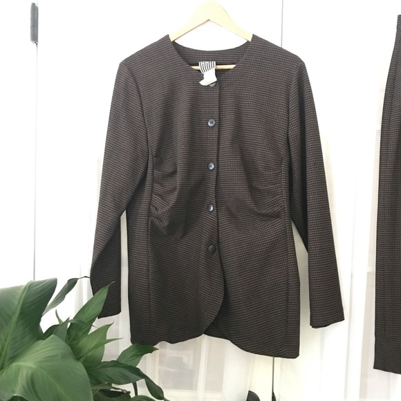 LILITH PARIS Check 2 Piece Gathered / Rusched Suit Set Sz L - Picture 2 of 16